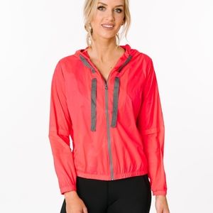 Zyia Pink Hoodie Drawstrings Light Windbreaker.